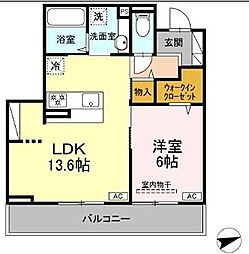 横浜市港北区新羽町アパート 1LDKの間取図画像