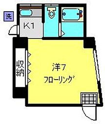 イケガヤビル 1Kの間取図画像
