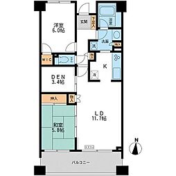 CASSIA横濱ガーデン山 2LDKの間取図画像