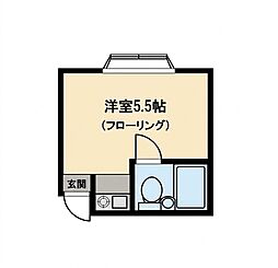 パールハイム白楽C ワンルームの間取図画像