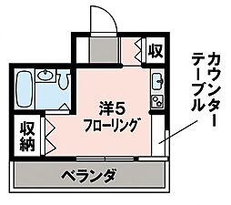 カレッジハイツ西竹之丸 ワンルームの間取図画像
