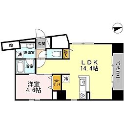 コリドール山手 1LDKの間取図画像