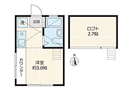イーリスコート西横浜A ワンルームの間取図画像