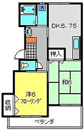 ハイムローゼA棟 2DKの間取図画像