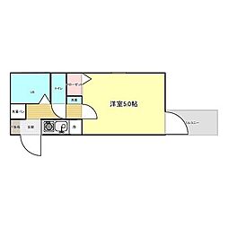 WestLagoon霞ヶ丘 1Kの間取図画像