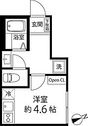 T's Cuore三ツ境II 1Kの間取図画像