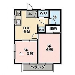 メゾンウィスタリア 2DKの間取図画像