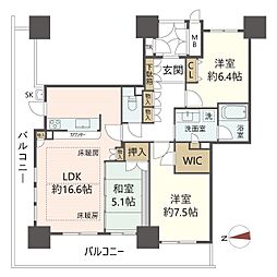 京阪本線 香里園駅 徒歩2分 3LDKの間取り