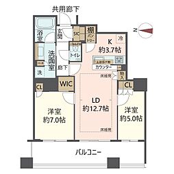 ザ・千里タワー 2LDKの間取図画像