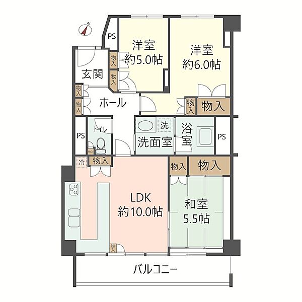 専有面積89.15m2、3LDK