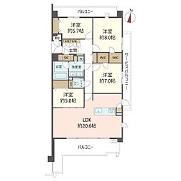 新千里桜ヶ丘メゾンシティ四番館 4LDKの間取図画像
