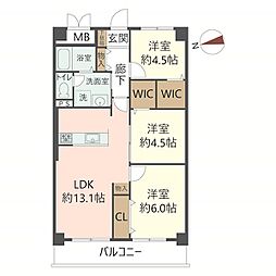 ユニライフ福島C棟 3LDKの間取り