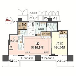 ザ・ファインタワー梅田豊崎 1LDKの間取図画像