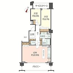 ザ・パークハウス芦屋 2LDKの間取図画像