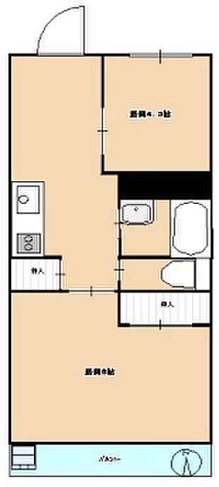 川口寿コーポ(2K) 2階の間取り