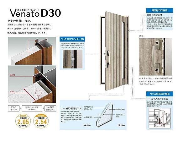 【断熱玄関ドア】玄関ドアは断熱性・防犯性・安全性をバランスよく備えた高性能ドアです。