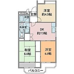 第3富士ハイツ 3DKの間取図画像