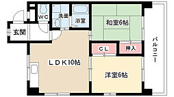 スカイヒルズ 2LDKの間取図画像