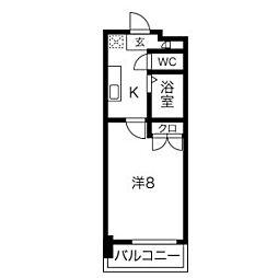 パルティール原駅前 1Kの間取図画像