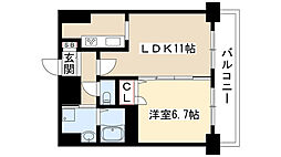 プレサンスナゴヤ桜通ビッグビート 1LDKの間取図画像