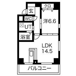 サン・東山公園ウエスト 1LDKの間取図画像