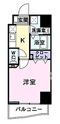 アゲート白壁 1Kの間取図画像