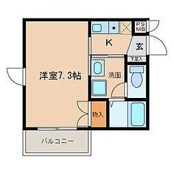 マンション林檎の樹 1Kの間取図画像