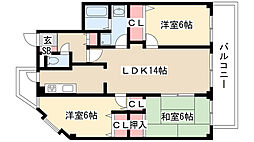 グランドハイリス本山 3LDKの間取図画像