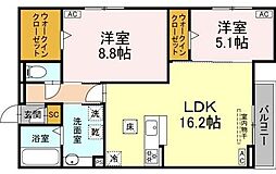 ルヴィータ川名山町 2LDKの間取図画像