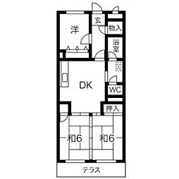 ユーハウス第2ゆたか台EAST 3DKの間取図画像