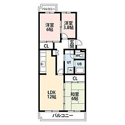 グレイス茶屋ヶ坂駅前 3LDKの間取図画像