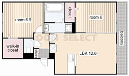 プレジール 2LDKの間取図画像