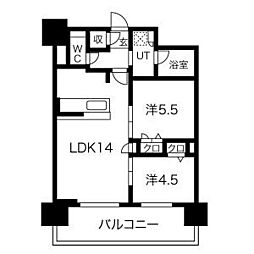 プレサンスロジェ丸の内テラス 2LDKの間取図画像