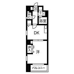 レジデンスカープ今池 1DKの間取図画像