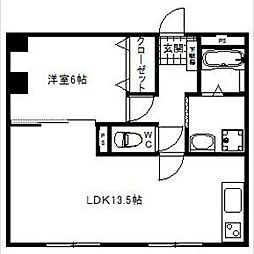 ワカバビル 1LDKの間取図画像
