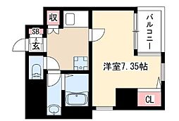 アルテミス平和 1Kの間取図画像