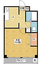 第72プロスパービル 1Kの間取図画像