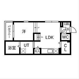 サンフラット 1LDKの間取図画像