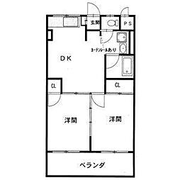 啓周ビル 2DKの間取図画像