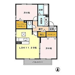 ヴィラ・ローザ 2LDKの間取図画像