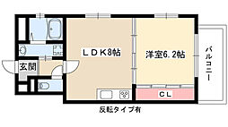 エムワン一社 1LDKの間取図画像