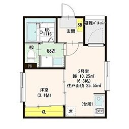 ニトヴァハイツ 1DKの間取図画像