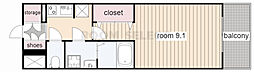 S-RESIDENCE鶴舞2 1Kの間取図画像