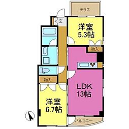 ローズガーデン楠元 2LDKの間取図画像