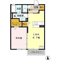 ロイヤルシティー 1LDKの間取図画像