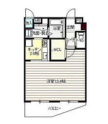 アルファ八田 1Kの間取図画像