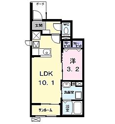 プランドール日比野 1LDKの間取図画像