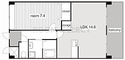 ピースフルムーン 1LDKの間取図画像