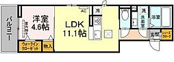 スリーエイトキミ 1LDKの間取図画像
