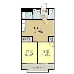 レヂデンス社台 2LDKの間取図画像